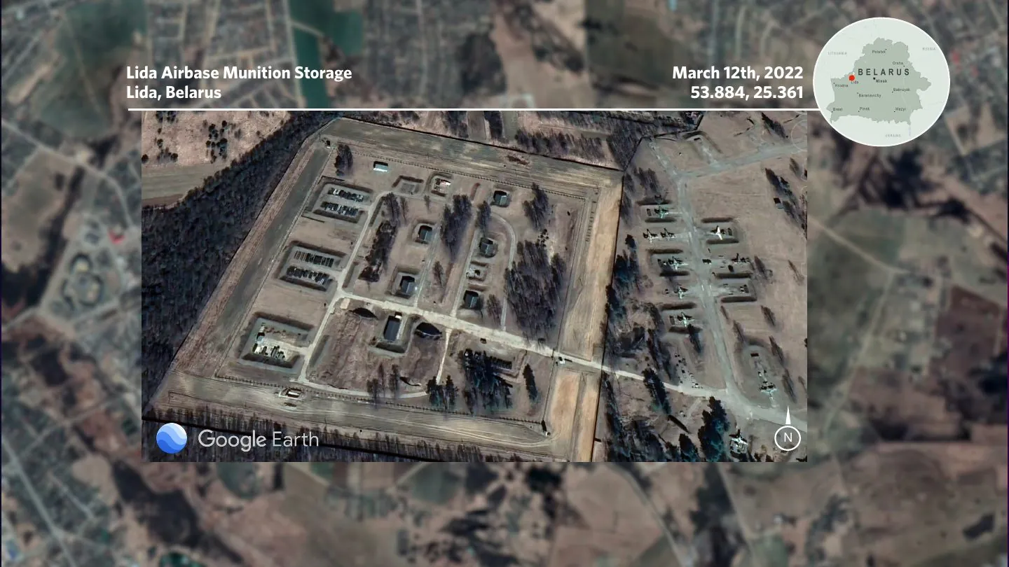 Lida Airbase munitions storage on March 12, 2022