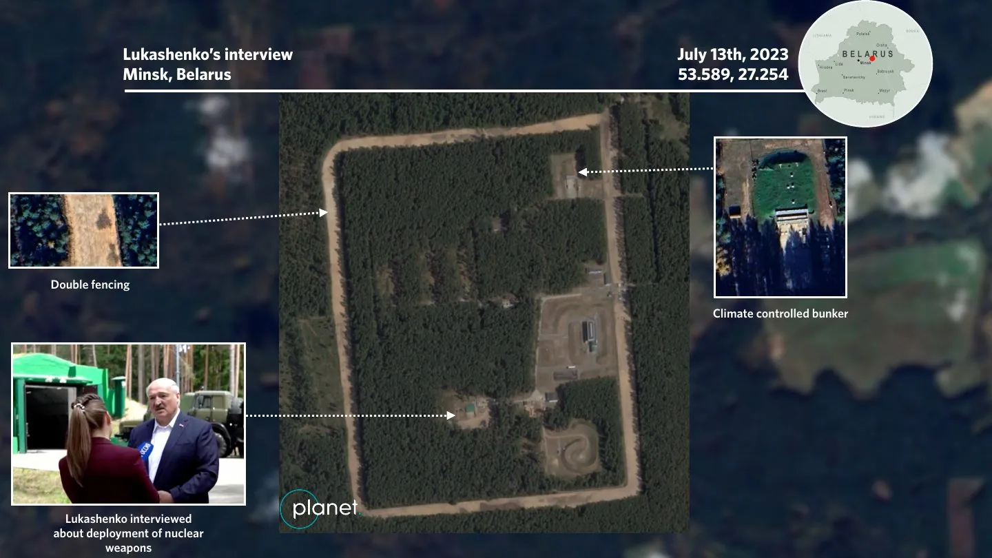Secured site near Minsk geolocated from a July 13, 2023 interview
