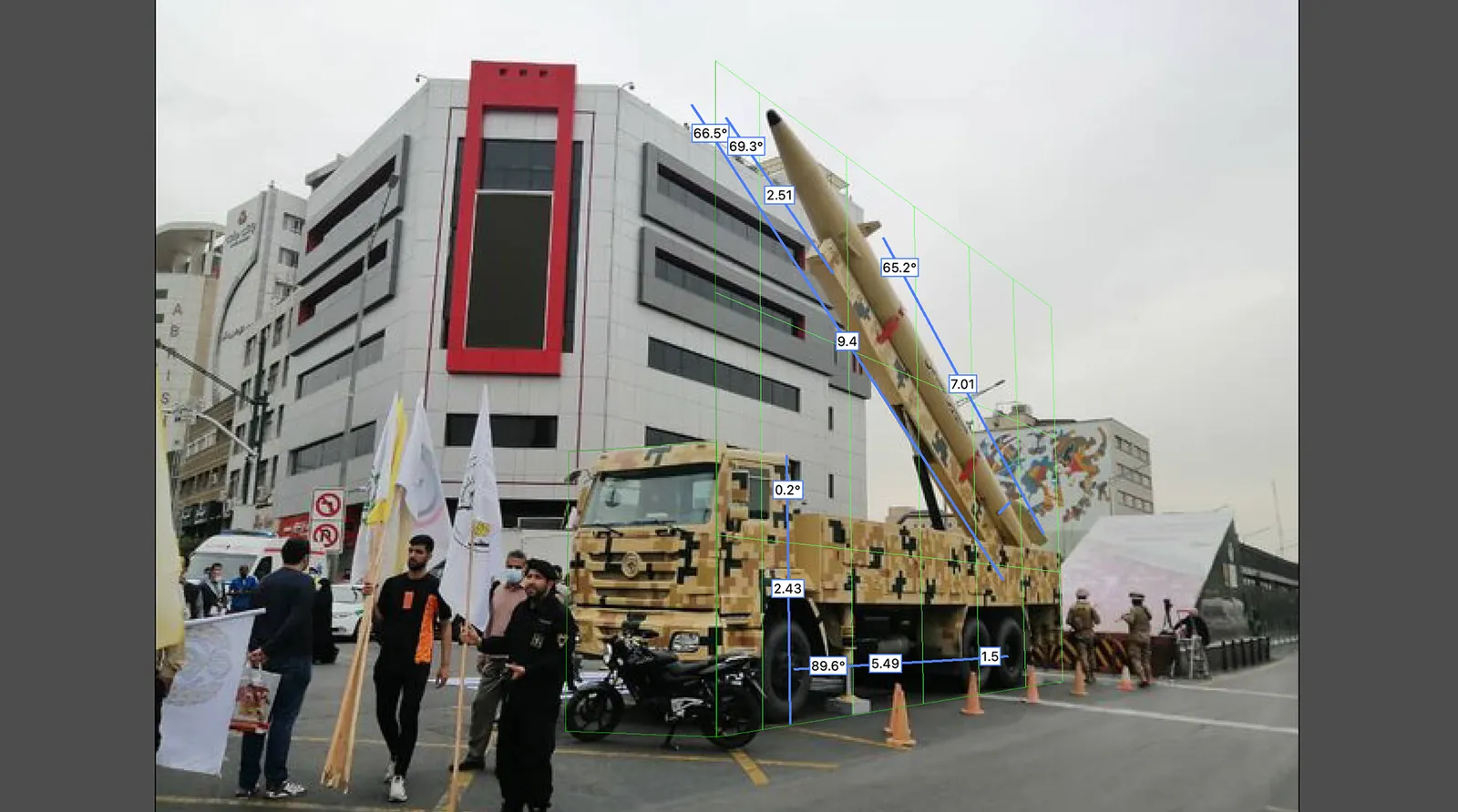 Geolocation of a Kheibar Shekan image from Quds Day